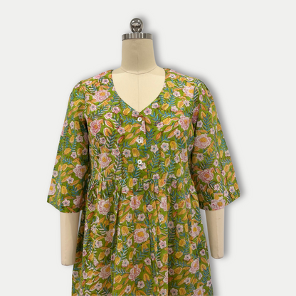 Iris Dress in Parrot Green